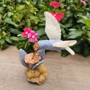 Hummingbird Crystal Carving Hand-Carved with Serpentine Blue Chalcedony  Stillbi